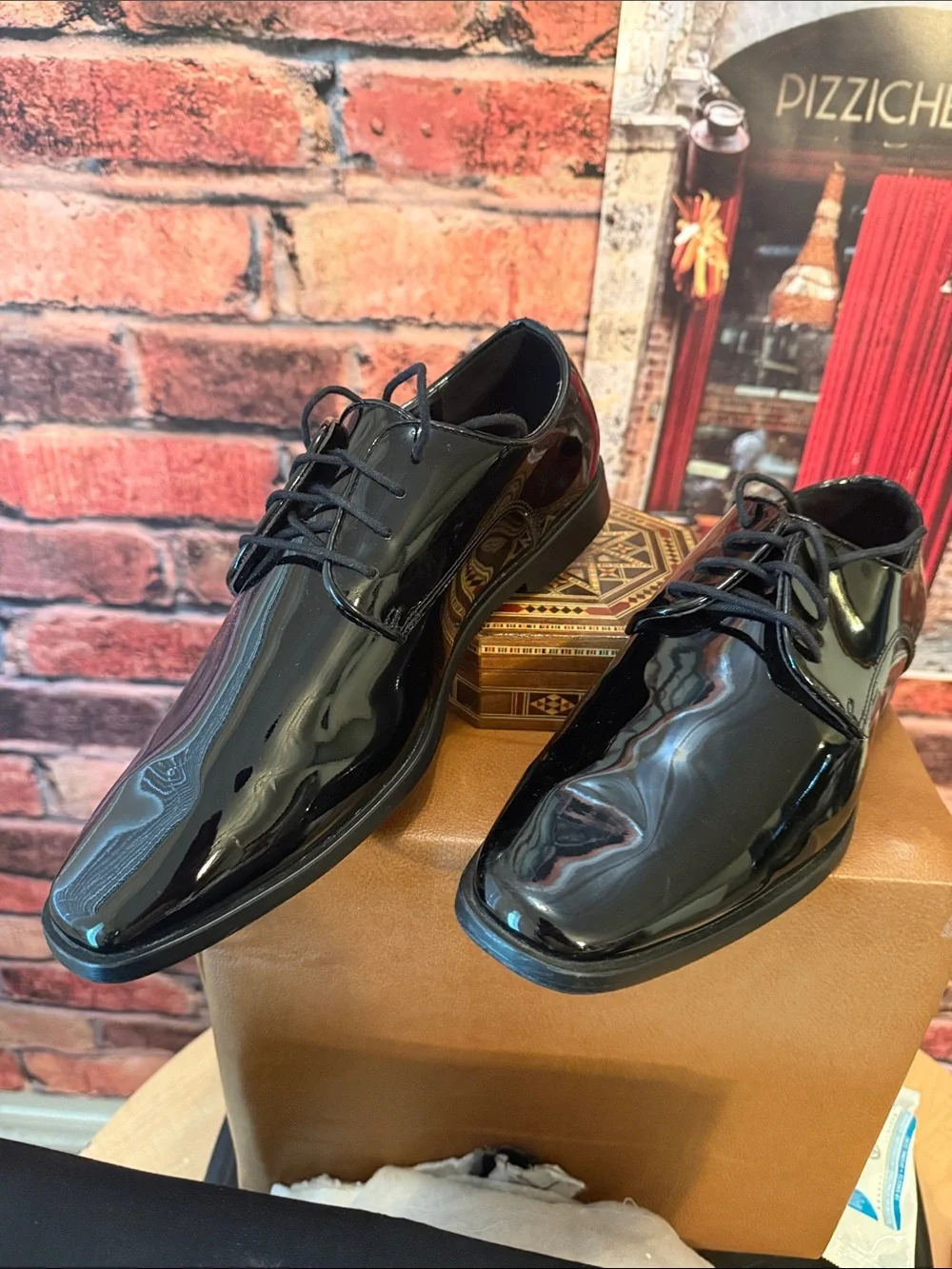 Joseph Abboud Men's Black Patent leather Tuxedo Shoes